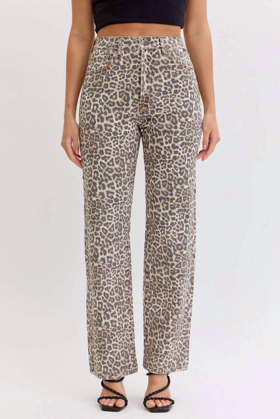 NEW CELLO high rise dad jeans in leopard